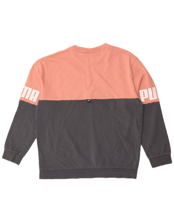 Puma Graphic Sweatshirt Jumper UK 16 Large Pink Colourblock
