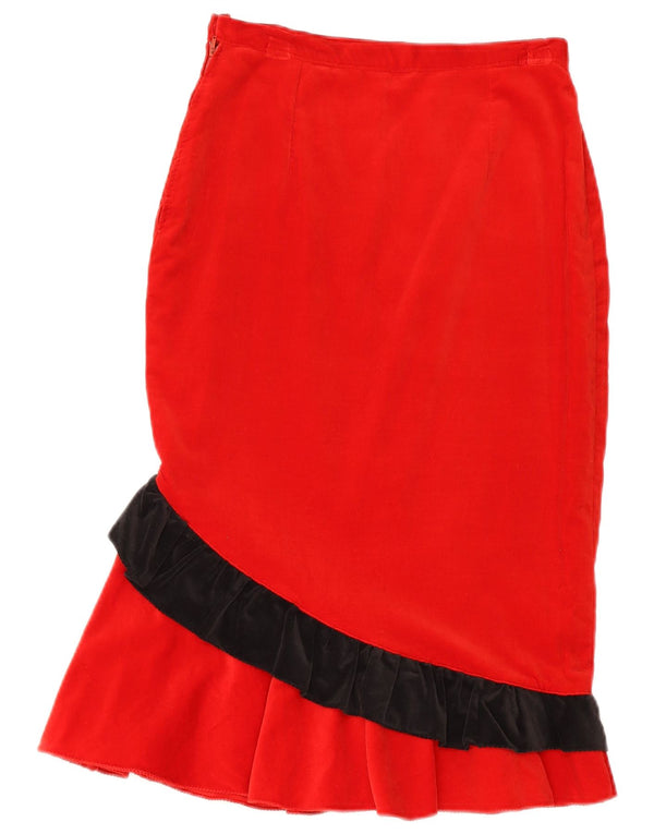 Vintage Kvinders Velvet Mermaid Skirt W27 Small Red Camouflage
