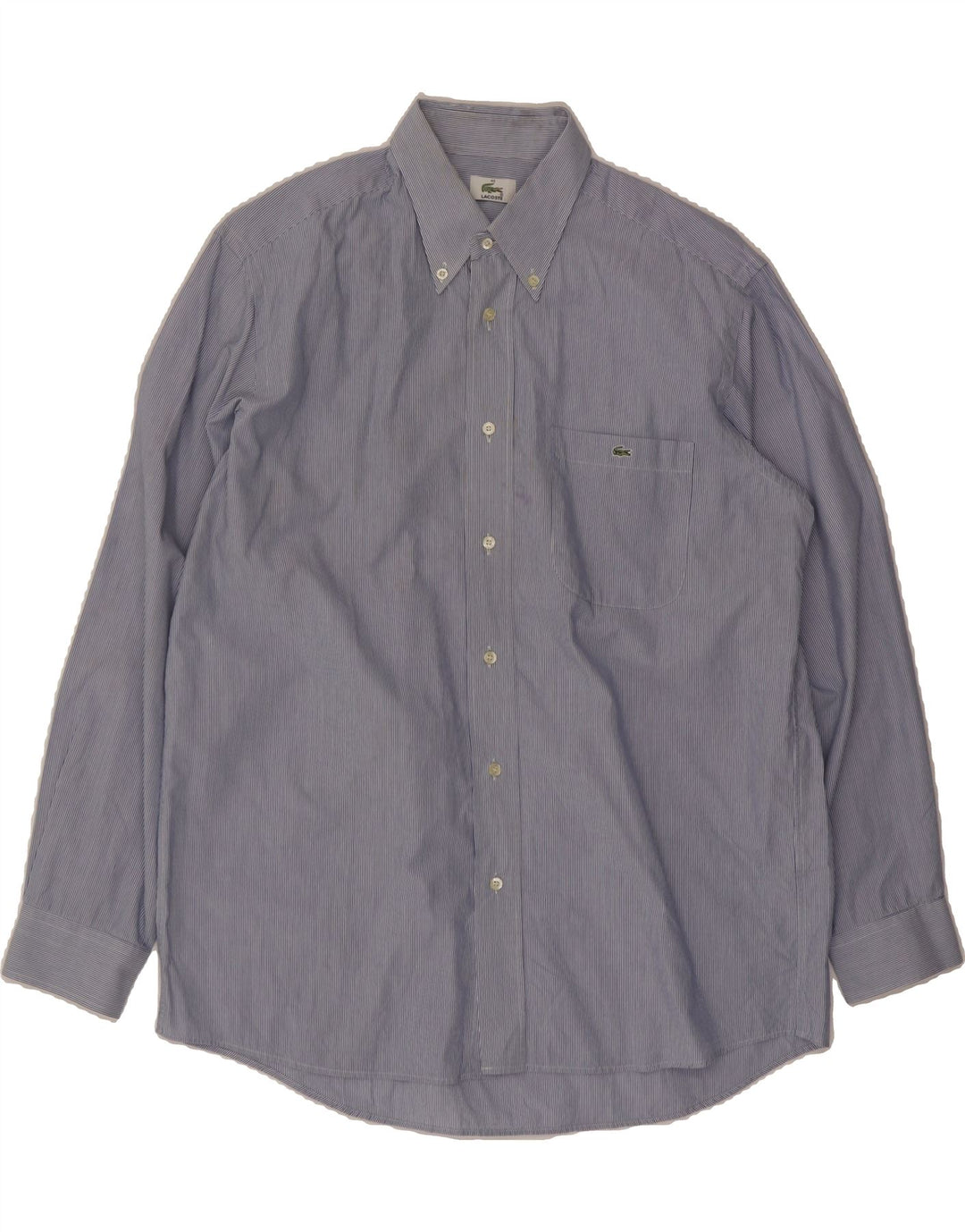 LACOSTE Mens Shirt Size 40 Medium Blue Pinstripe Vintage Lacoste and Second-Hand Lacoste from Messina Hembry 
