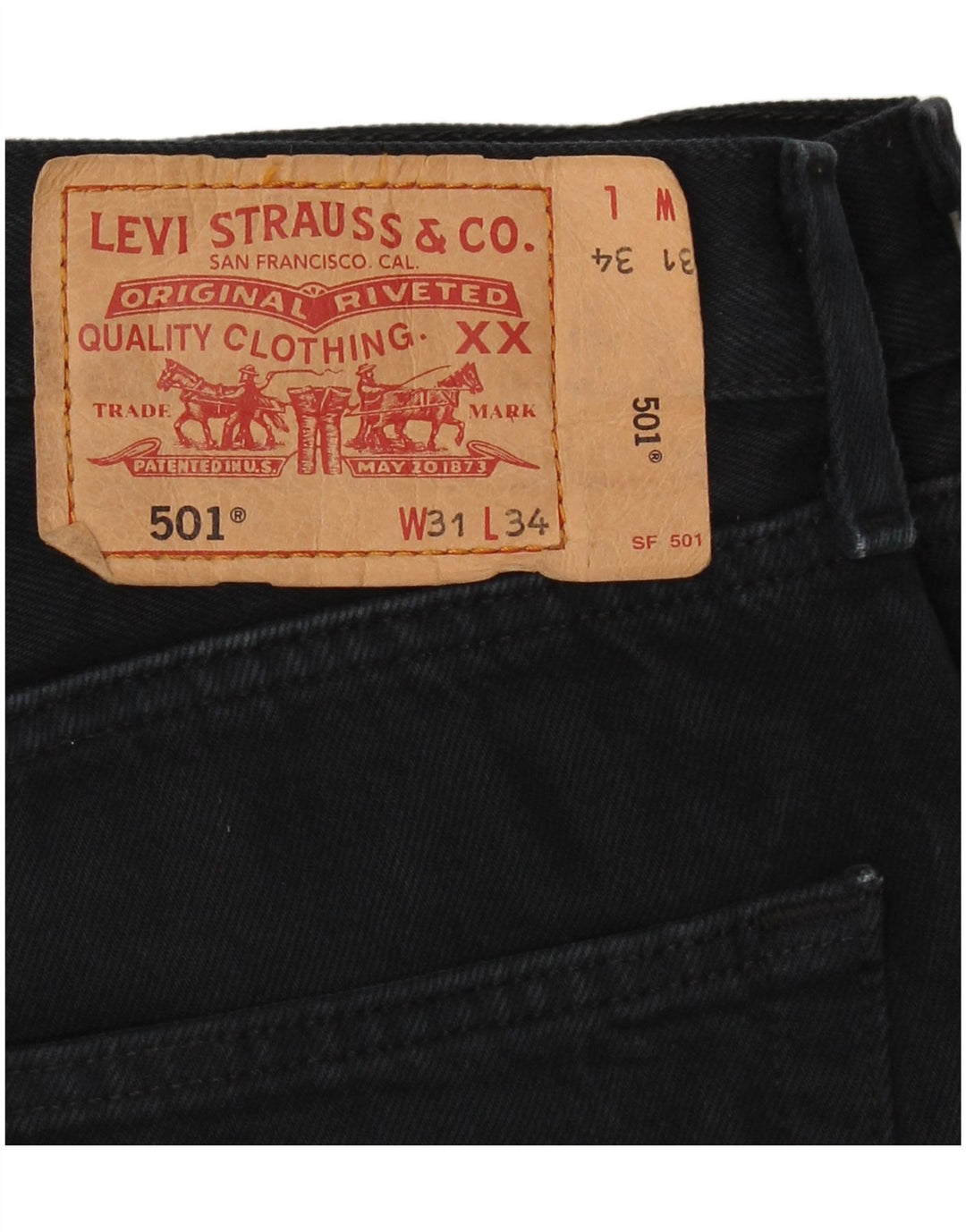 LEVI'S Herre 501 Straight Jeans W31 L34 Marineblå
