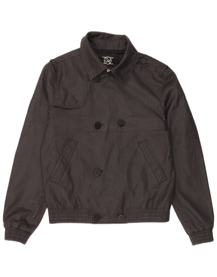Zara Herre Dobbeltradet Bomber Jacket UK 38 Medium Grey Polyester