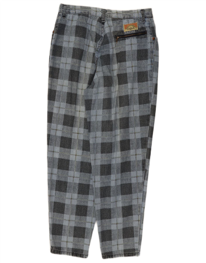 SPITFIRE koniske jeans til kvinder W34 L27 blå ternet bomuld