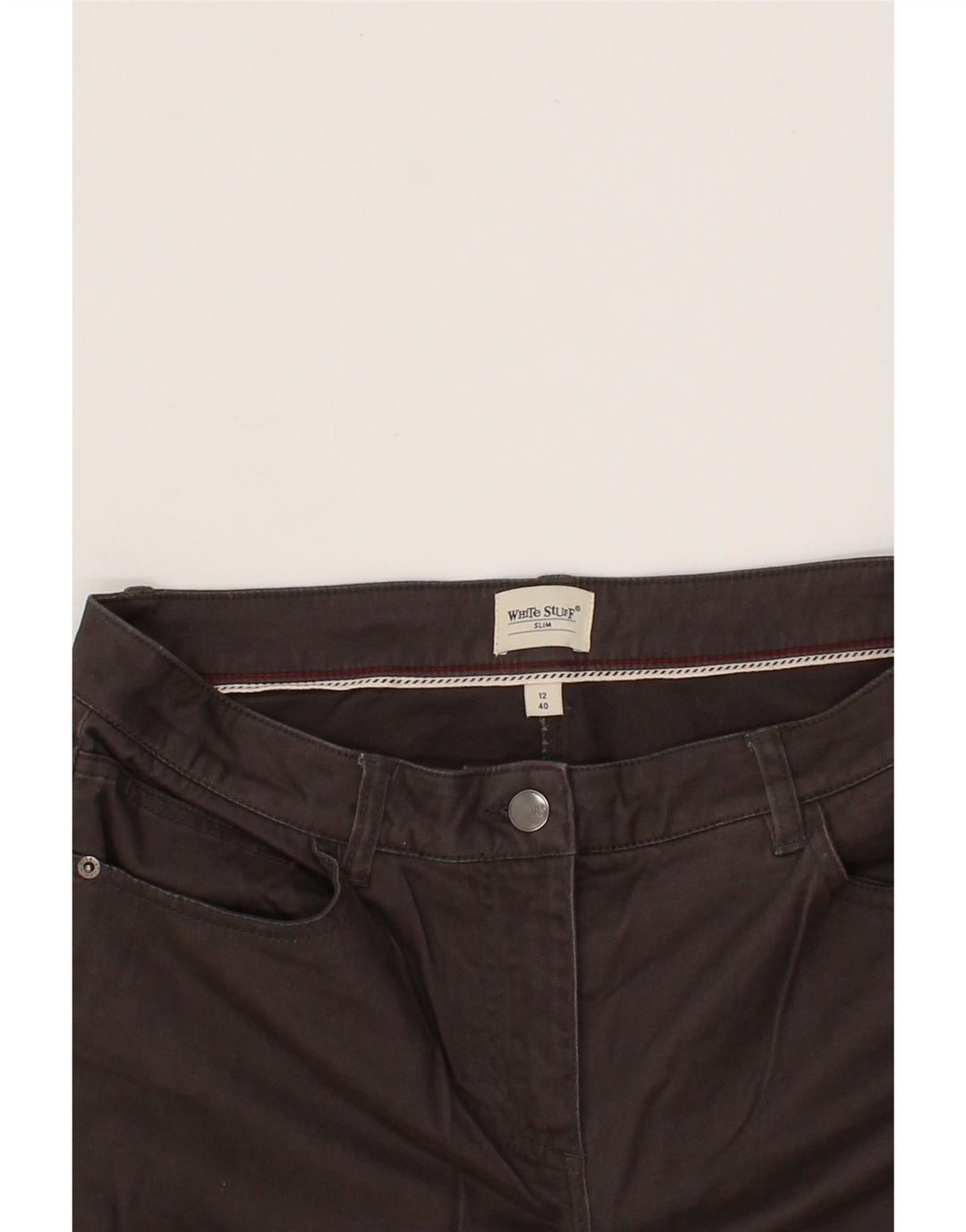 WHITE STUFF Womens Slim Casual Trousers UK 12 Medium W32 L30 Grey Cotton Vintage White Stuff and Second-Hand White Stuff from Messina Hembry 