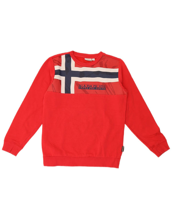 Napapijri Boys Geographic Graphic Sweatshirt Jumper 13-14 år Rød Bomuld