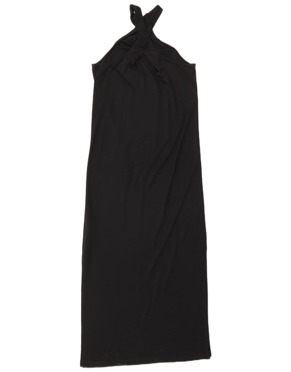 Massimo Dutti Dame ærmeløs Maxikjole UK 10 Small Black Lyocell