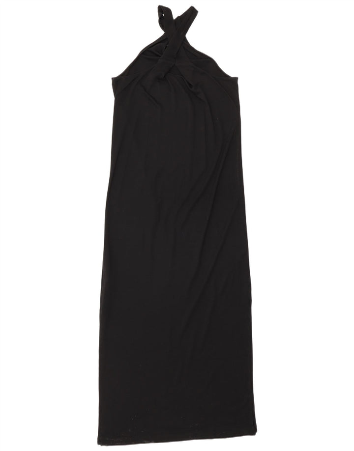 Massimo Dutti Dame ærmeløs Maxikjole UK 10 Small Black Lyocell