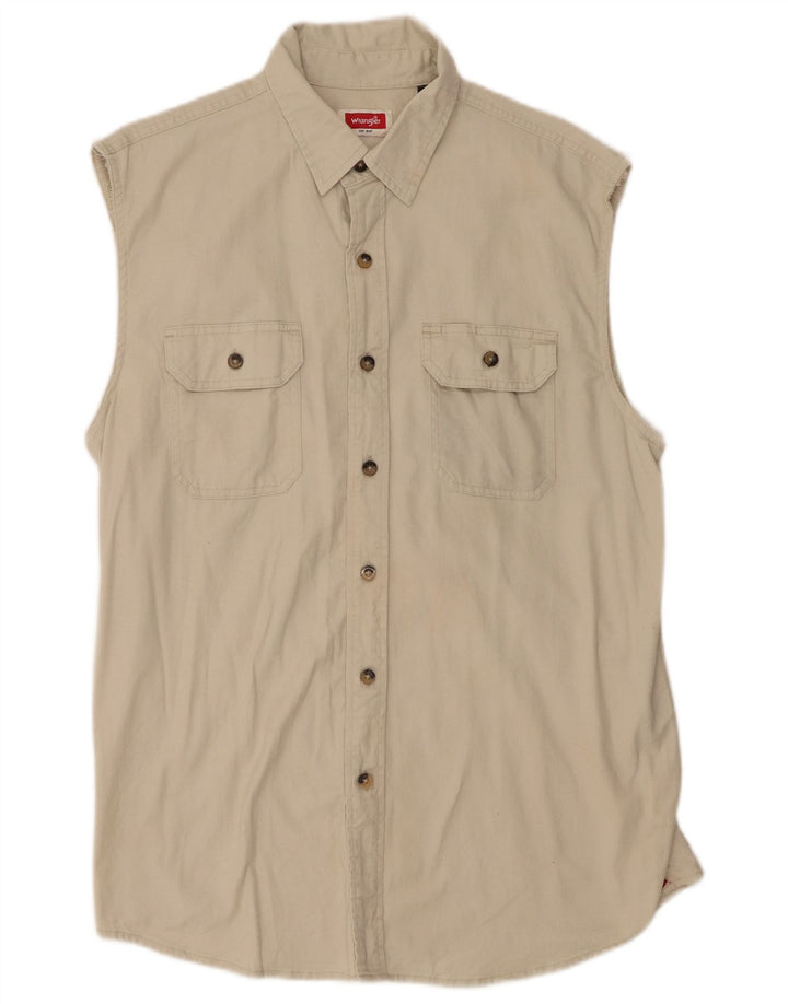 Wrangler herre ærmeløs skjorte medium beige bomuld