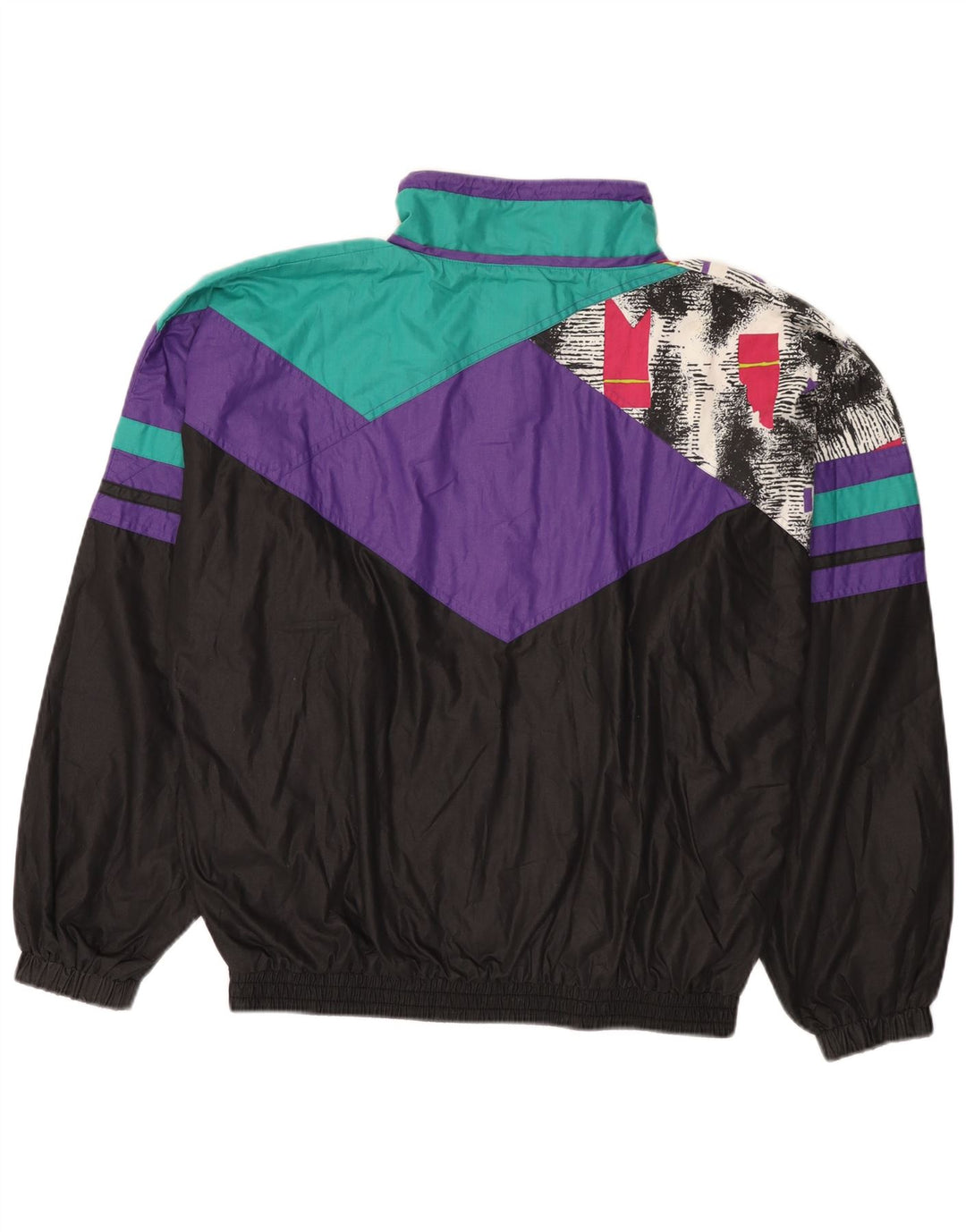 VINTAGE Herre Pullover Træningsdragt Topjakke Medium Sort Colourblock