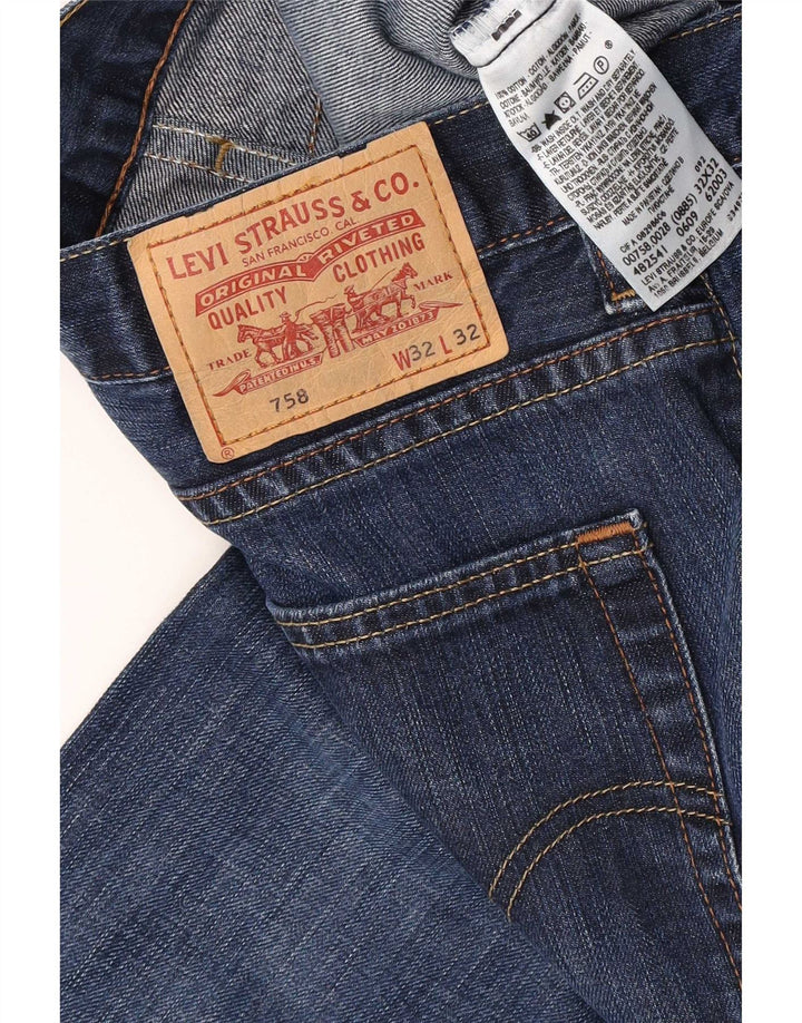 Levi's Herre 758 Distressed Straight Jeans W32 L32 Marineblå Bomuld