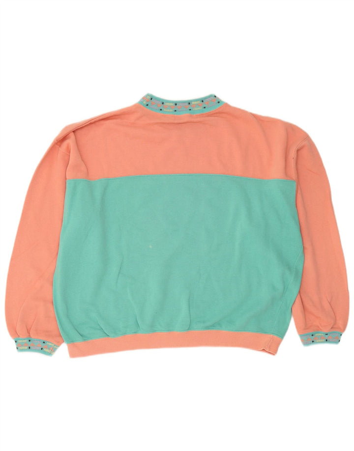 Playcrew Womens Grafisk Sweatshirt Jumper UK 16 Large Blue Colourblock