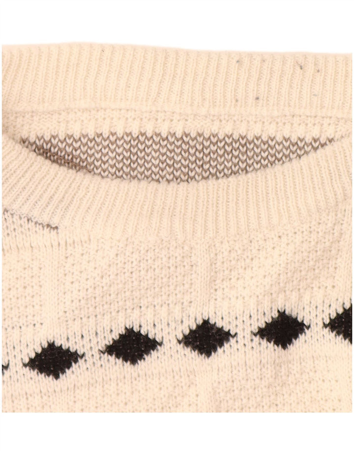 Vintage Herre Crew Neck sweater XL Hvid Argyle/Diamond