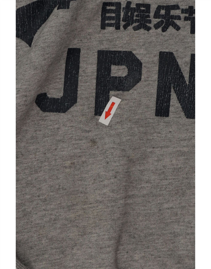 SUPERDRY grafisk sweatshirt til mænd, stor grå flækket bomuld