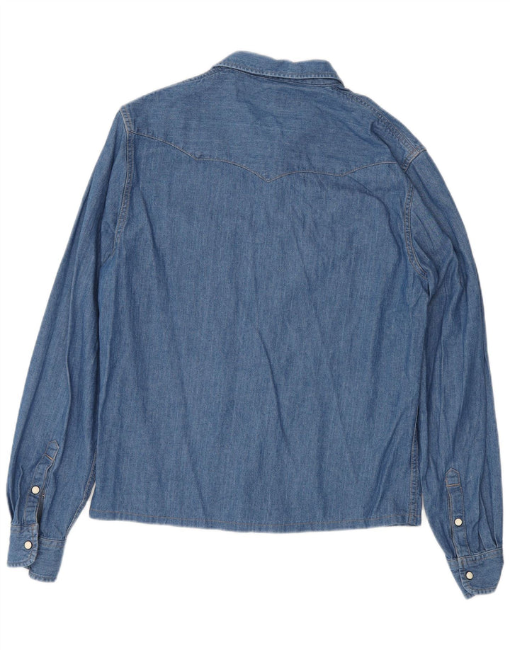 Wrangler Dame Slim Denim Shirt UK 14 Medium Blue Cotton