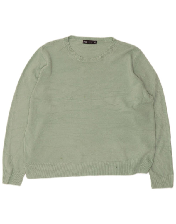 Marks & Spencer Womens Boat Neck Jumper Sweater UK 18 XL Green Acrylic