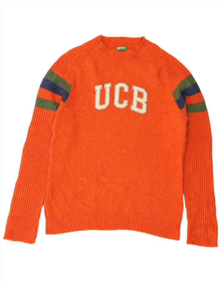 Benetton Dame sweater med rund hals DK 12 Medium Orange Stribet