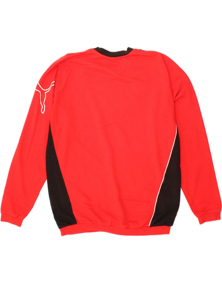 PUMA Mens Graphic Sweatshirt Jumper Medium Red Colourblock Cotton Vintage Puma and Second-Hand Puma from Messina Hembry 