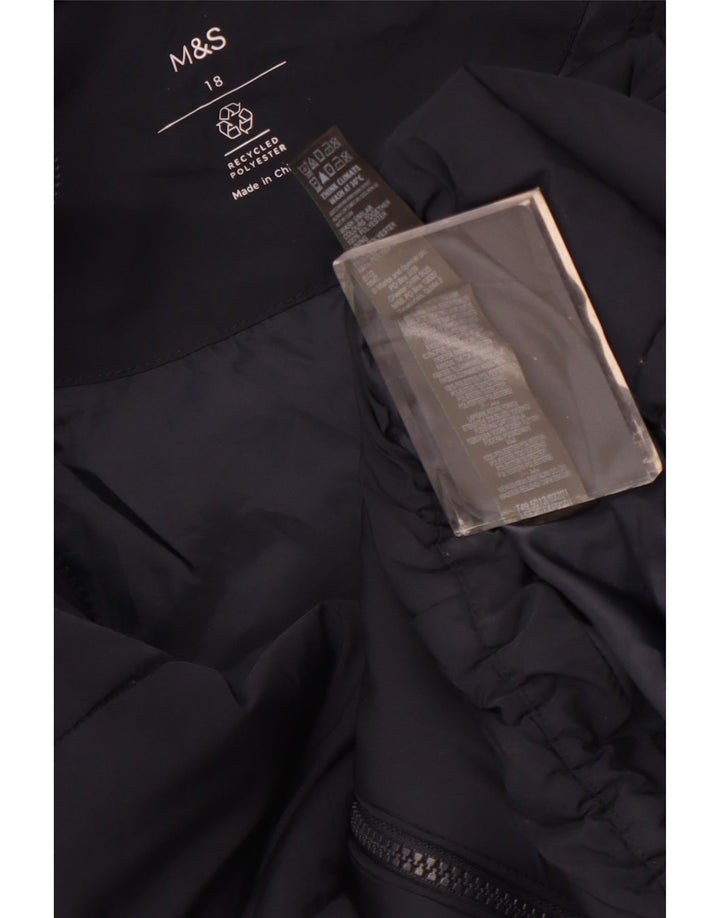 Marks & Spencer, polstret hættejakke til kvinder, UK 18 XL marineblå polyester