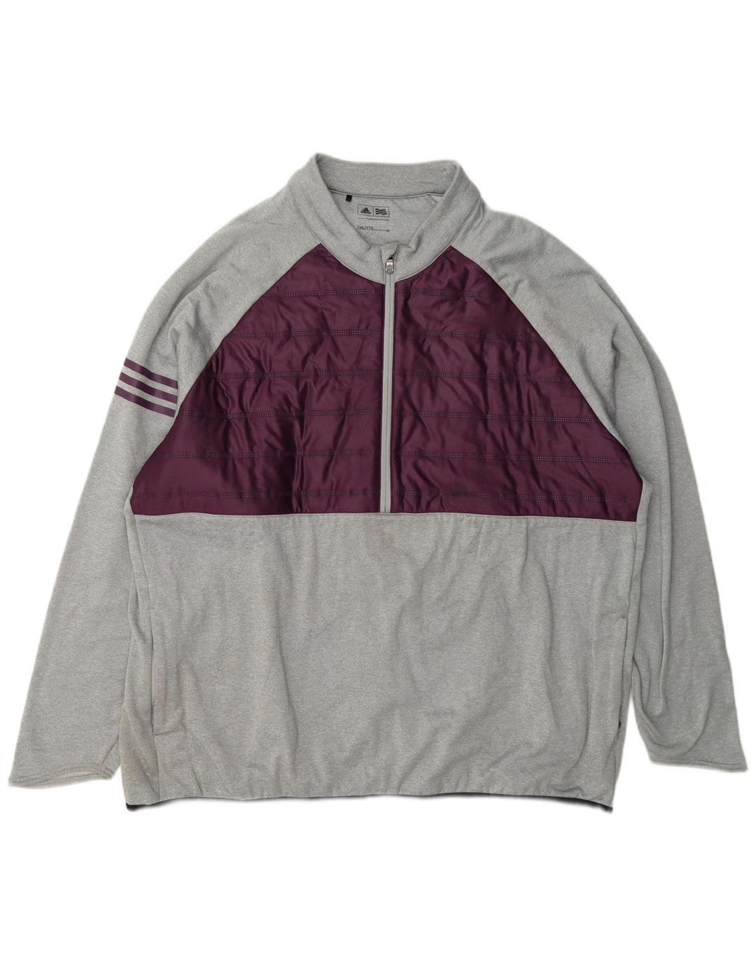 Adidas Herre Zip Neck Pullover Træningsdragt Top 2XL Grå Colourblock Polyester