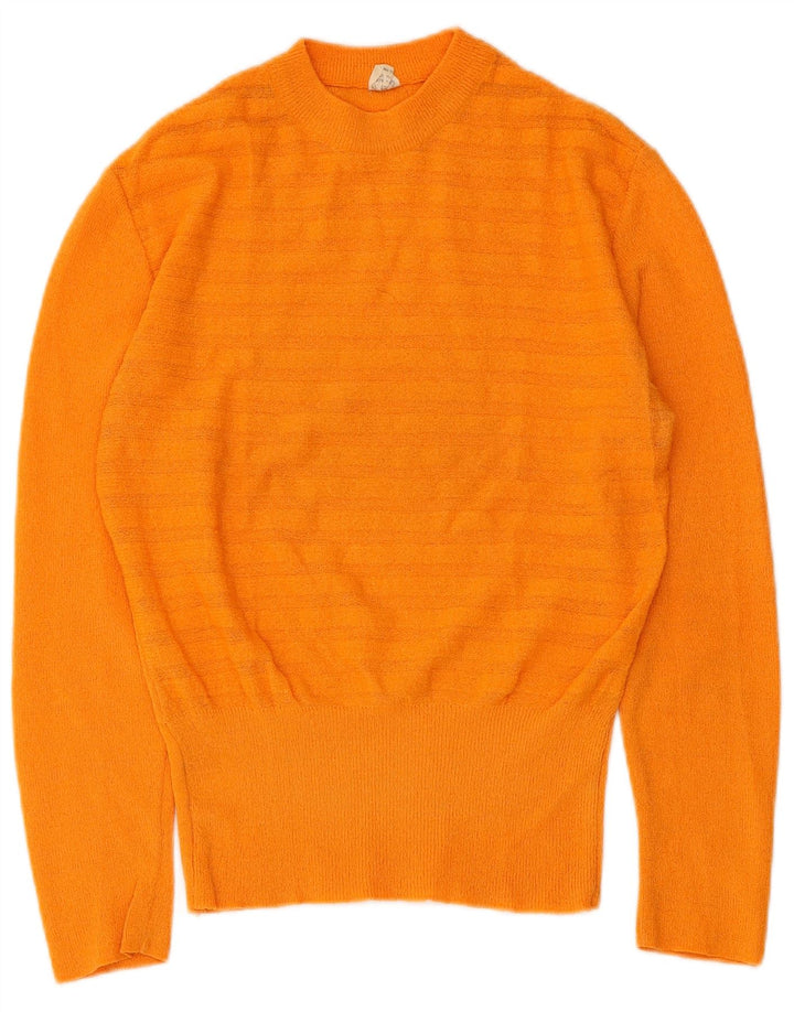 Vintage dame sweater med rund hals IT 46 stor orange stribet