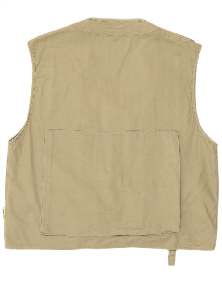 Vintage Herre Utility Gilet IT 50 Large Khaki Cotton