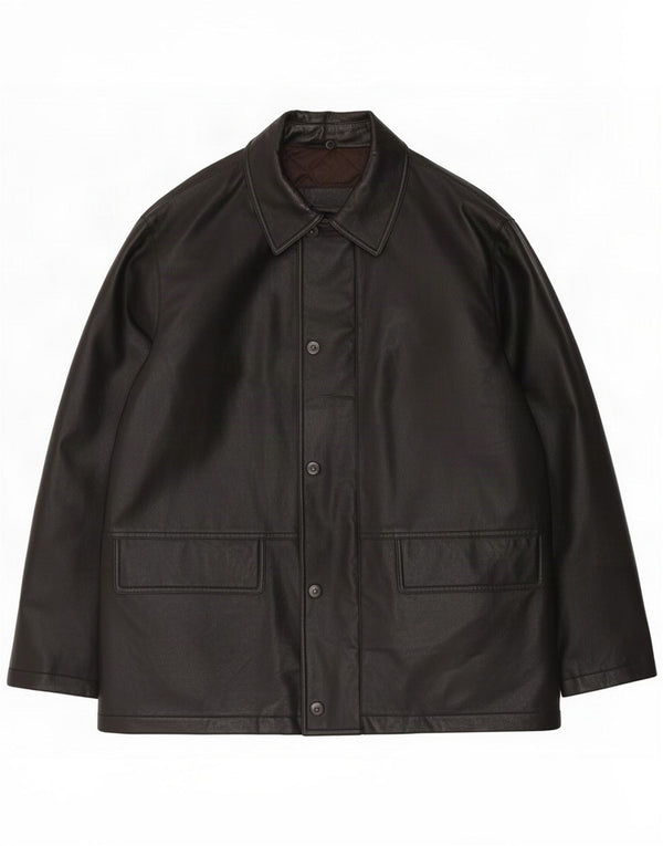 Porto Di Panama Windbreaker Coat til mænd i imiteret læder IT 50 Large Black Cotton