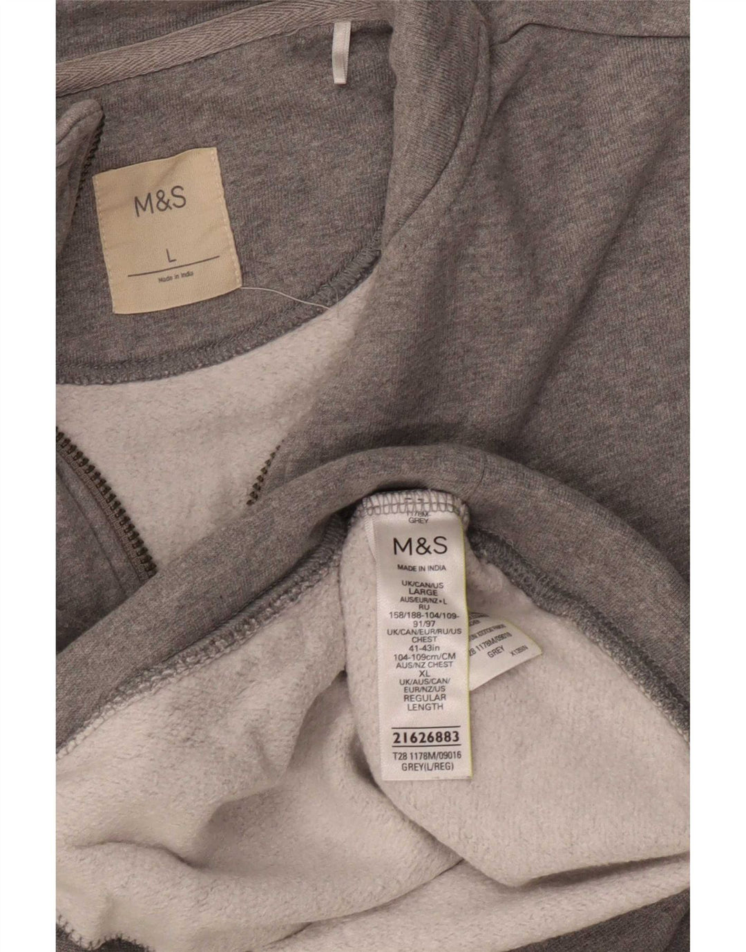 Marks & Spencer Sweatshirt med lynlås til mænd, stor grå bomuld