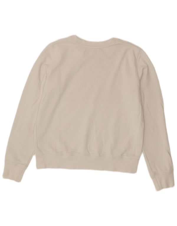 Calvin Klein Jeans Dame Graphic Crop Sweatshirt Jumper UK 10 Small White