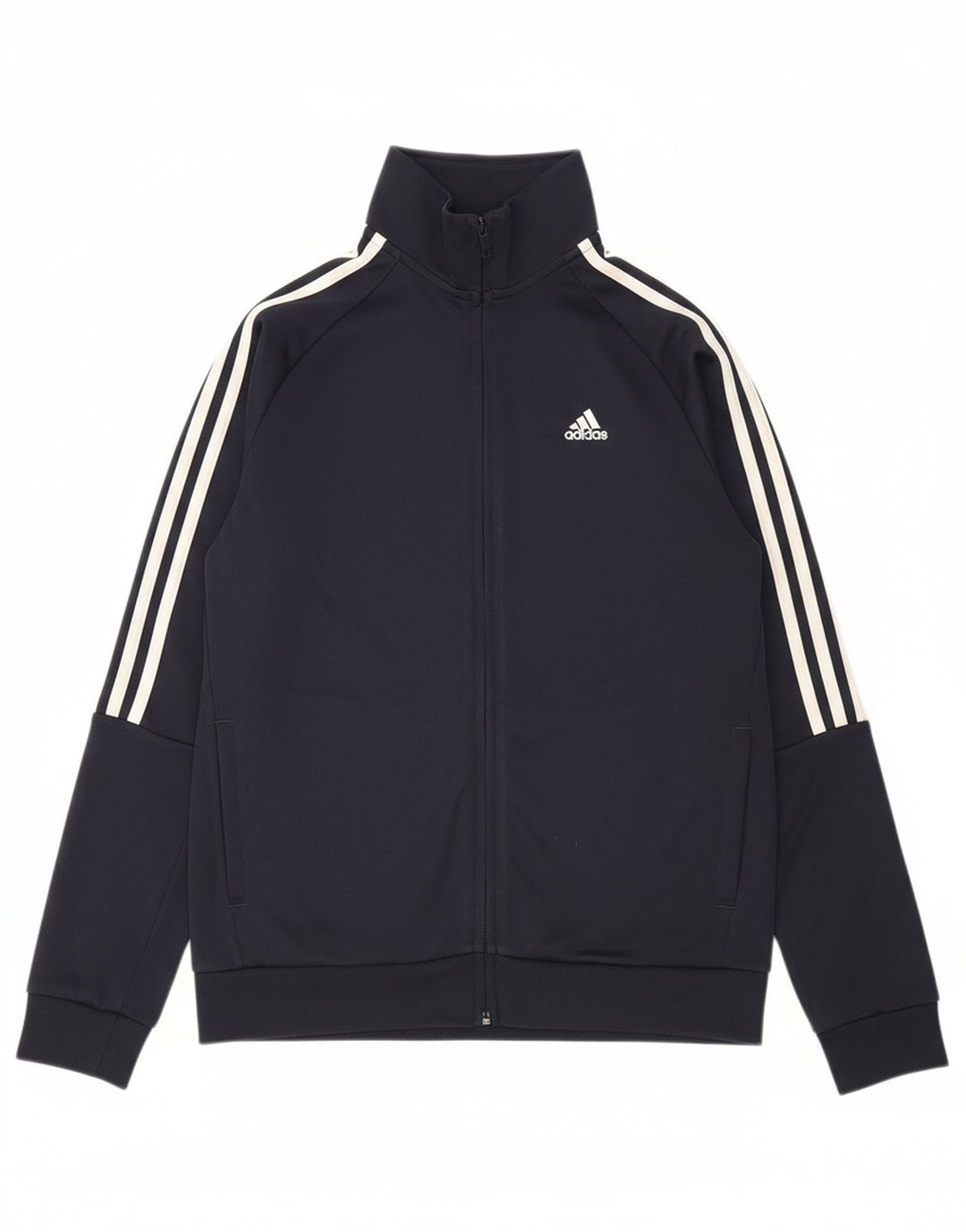 ADIDAS Boys Tracksuit Top Jacket 13-14 Years Navy Blue Polyester Sports