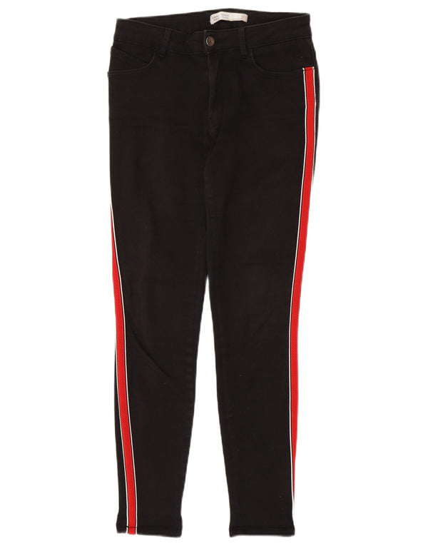 Zara Dame Skinny Jeans EU 38 Small W28 L28 Sort Colourblock