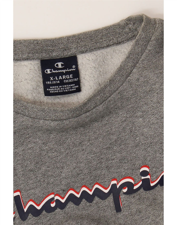 CHAMPION Boys Graphic Sweatshirt Jumper 13-14 Years XL Grey