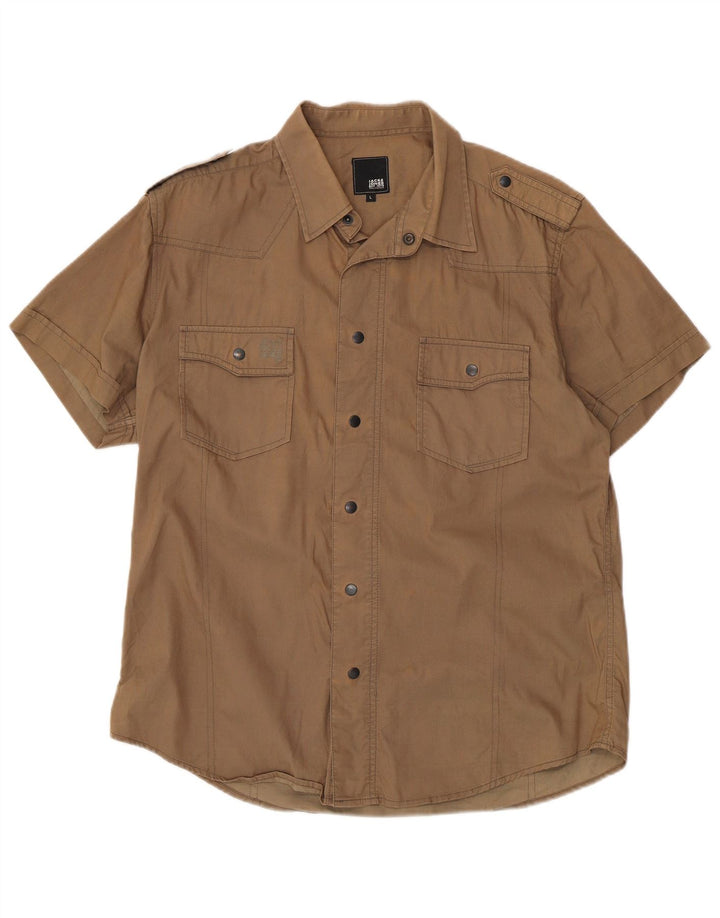 Jack & Jones Herre Militær kortærmet skjorte Stor brun nylon