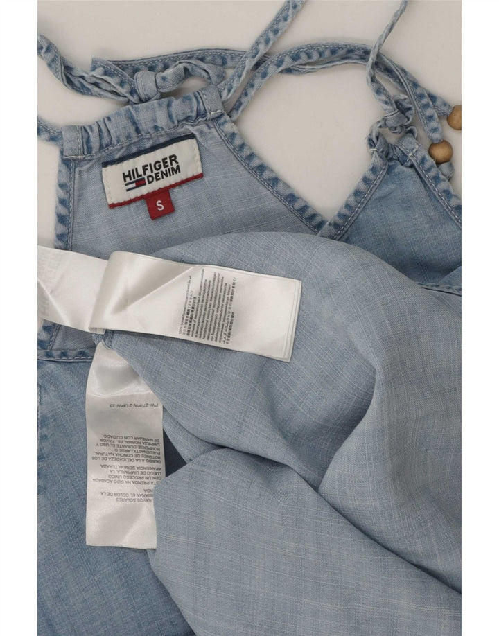 Tommy Hilfiger Dame Halter Top UK 10 Small Blue Lyocell