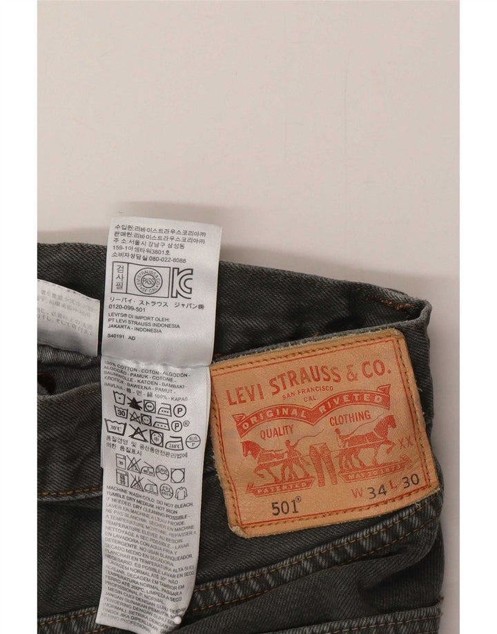 Levi's Herre 501 lige jeans W34 L30 Grå bomuld