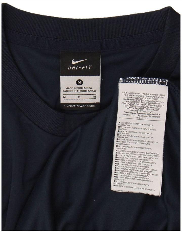 NIKE Mens Dri Fit Graphic T-Shirt Top Medium Navy Blue Polyester