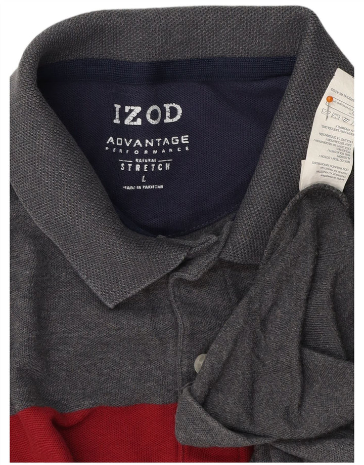 IZOD Poloshirt til mænd, stor grå farveblok bomuld