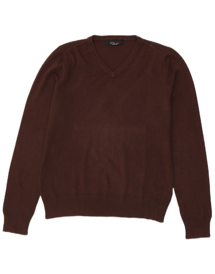Zara Herre V-hals sweater Medium Brun Bomuld