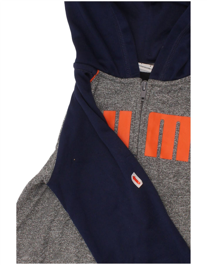 PUMA Drenge grafisk hættetrøje med lynlås 5-6 år Grå Colourblock Polyester