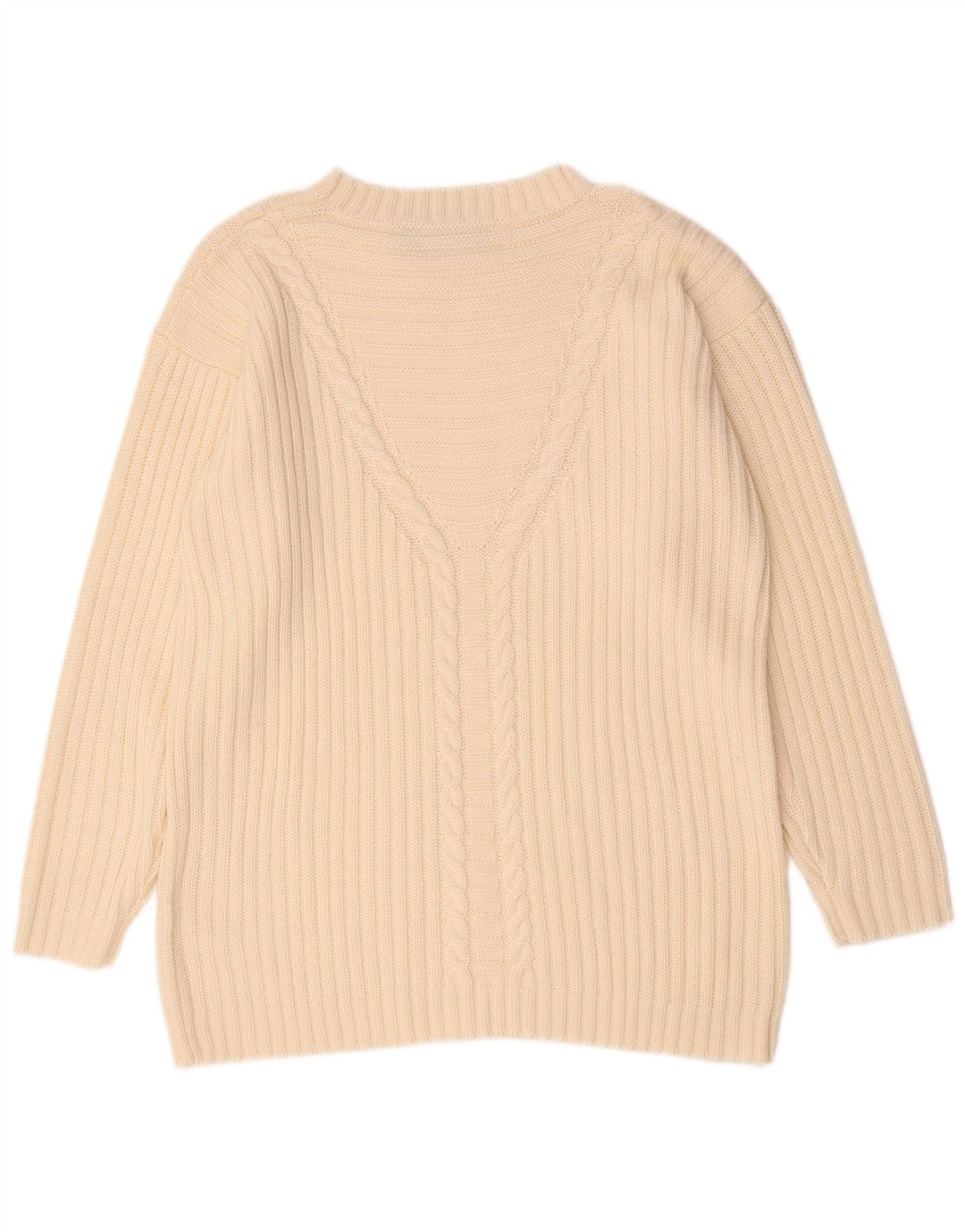 Vintage Dame Oversized Boat Neck Jumper Sweater EU 42 Large Beige