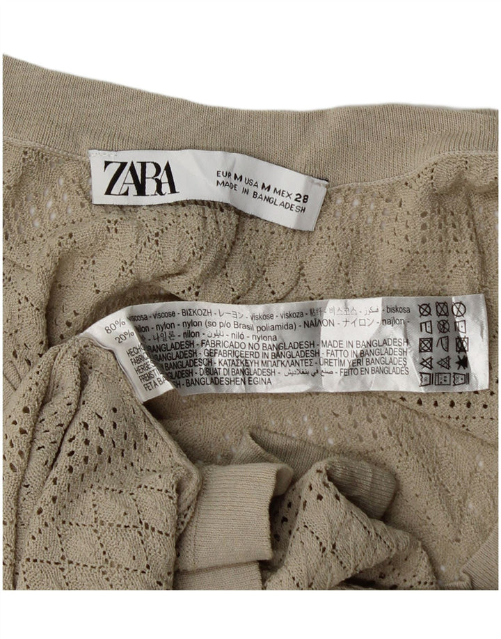 Zara Dame See Through Vest Top UK 12 Medium Beige Viscose