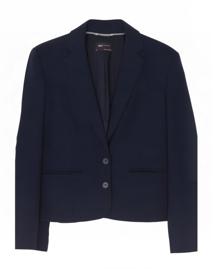 Marks & Spencer Dame 2 Button Blazer Jacket UK 12 Medium Navy Blue