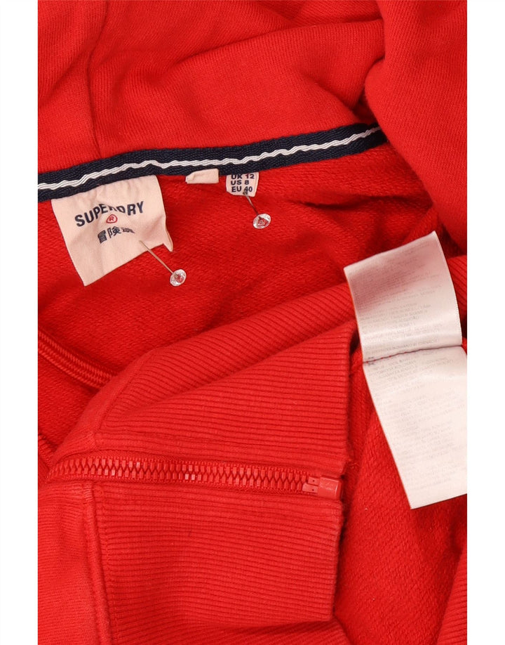 Superdry hættetrøje til kvinder med lynlås UK 12 Medium rød bomuld