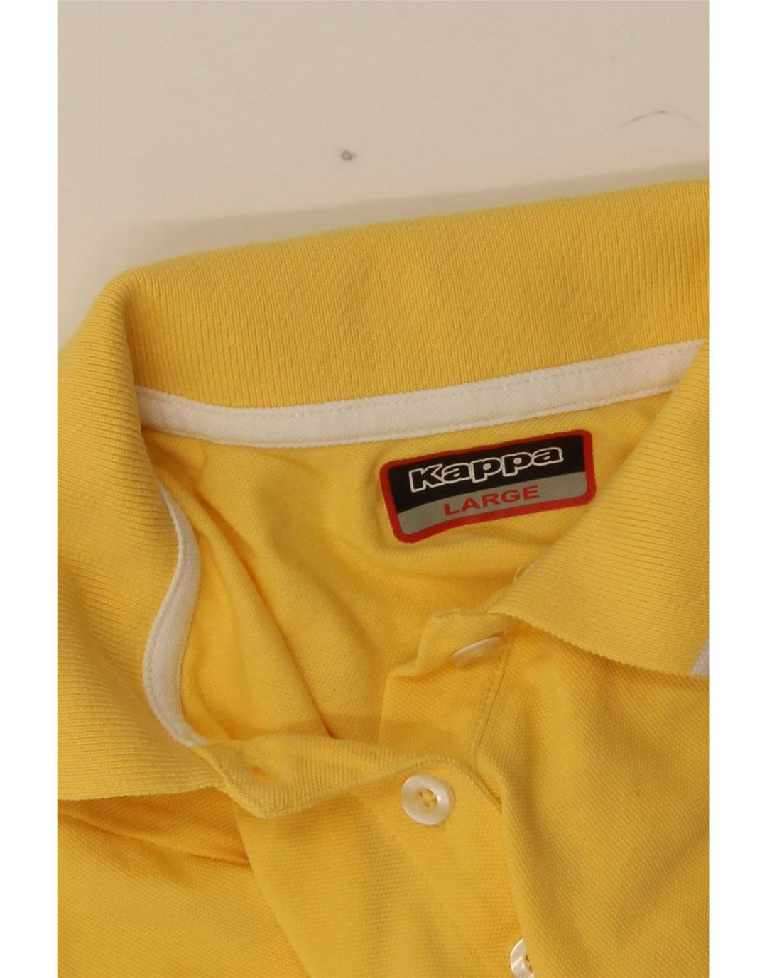 Kappa Dame Polo Shirt UK 14 Stor Gul Stribet