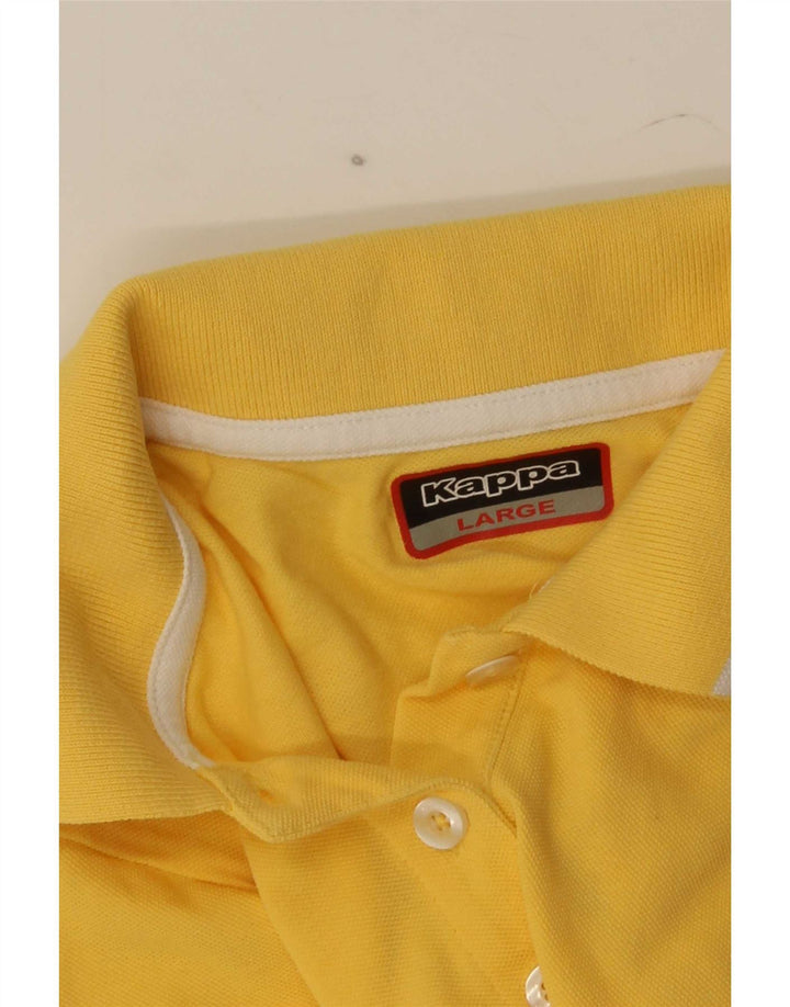 Kappa Dame Polo Shirt UK 14 Stor Gul Stribet