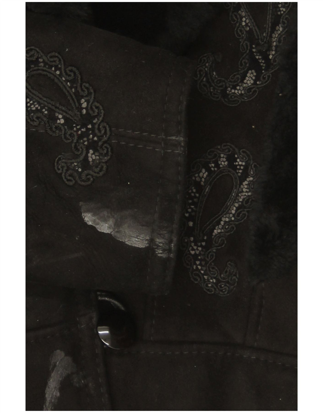 Vintage Dame Shearling Jacket UK 18 XL Sort Paisley