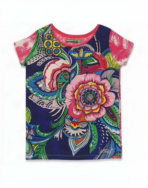 Desigual Girls Graphic T-Shirt Top 11-12 Years Multicoloured Floral