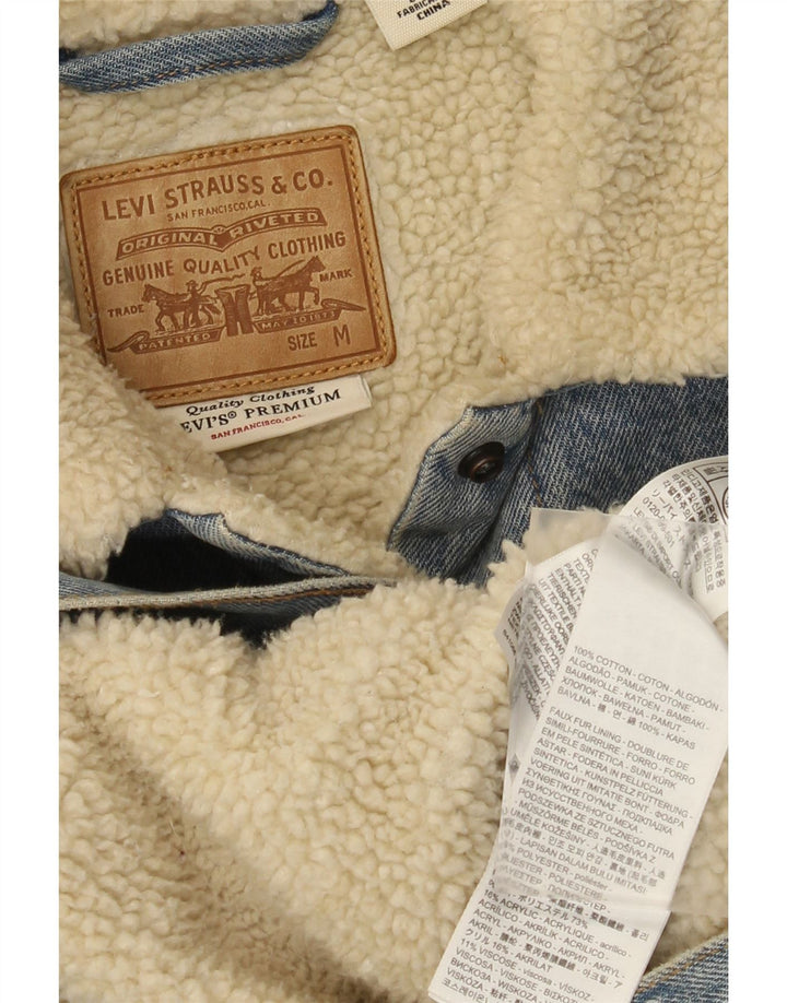 Levi's Dame Denim Sherpa Jacket UK 38 Medium Blue Bomuld