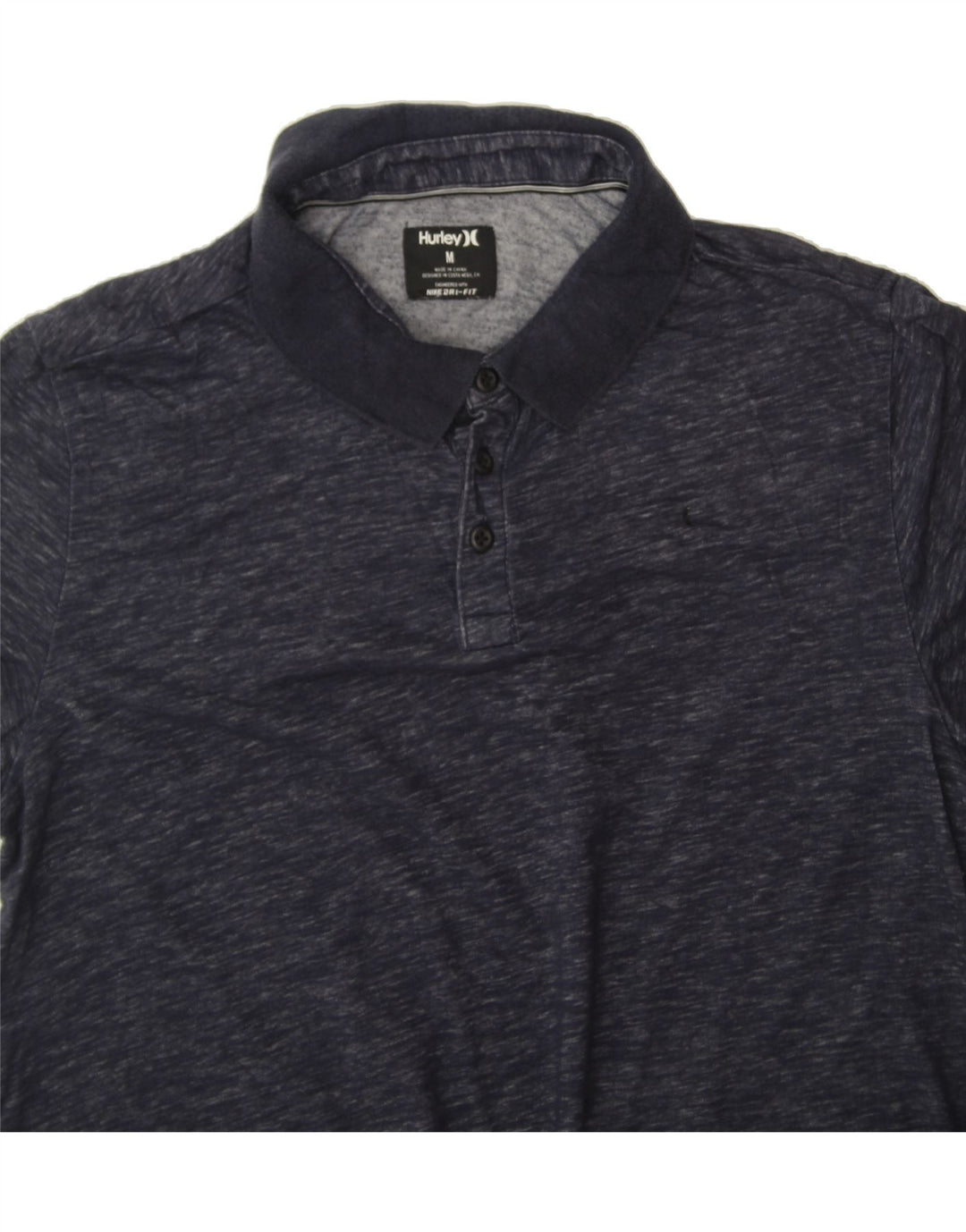 HURLEY Mens Dri Fit Polo Shirt Medium Navy Blue Flecked Cotton Vintage Hurley and Second-Hand Hurley from Messina Hembry 