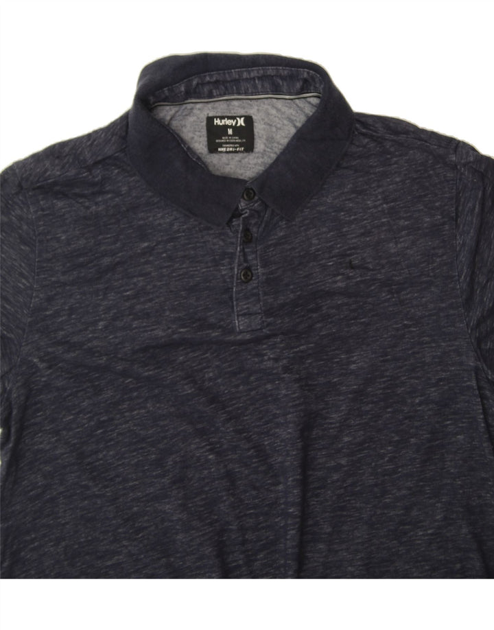 HURLEY Mens Dri Fit Polo Shirt Medium Navy Blue Flecked Cotton Vintage Hurley and Second-Hand Hurley from Messina Hembry 