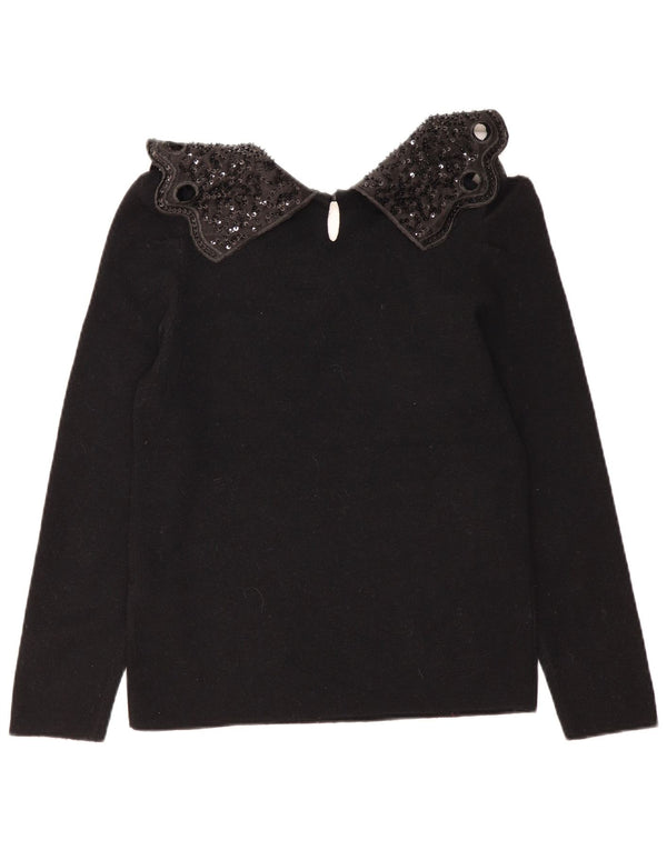 Monsoon Womens Boat Neck Jumper Sweater UK 10 Small Black Acryl