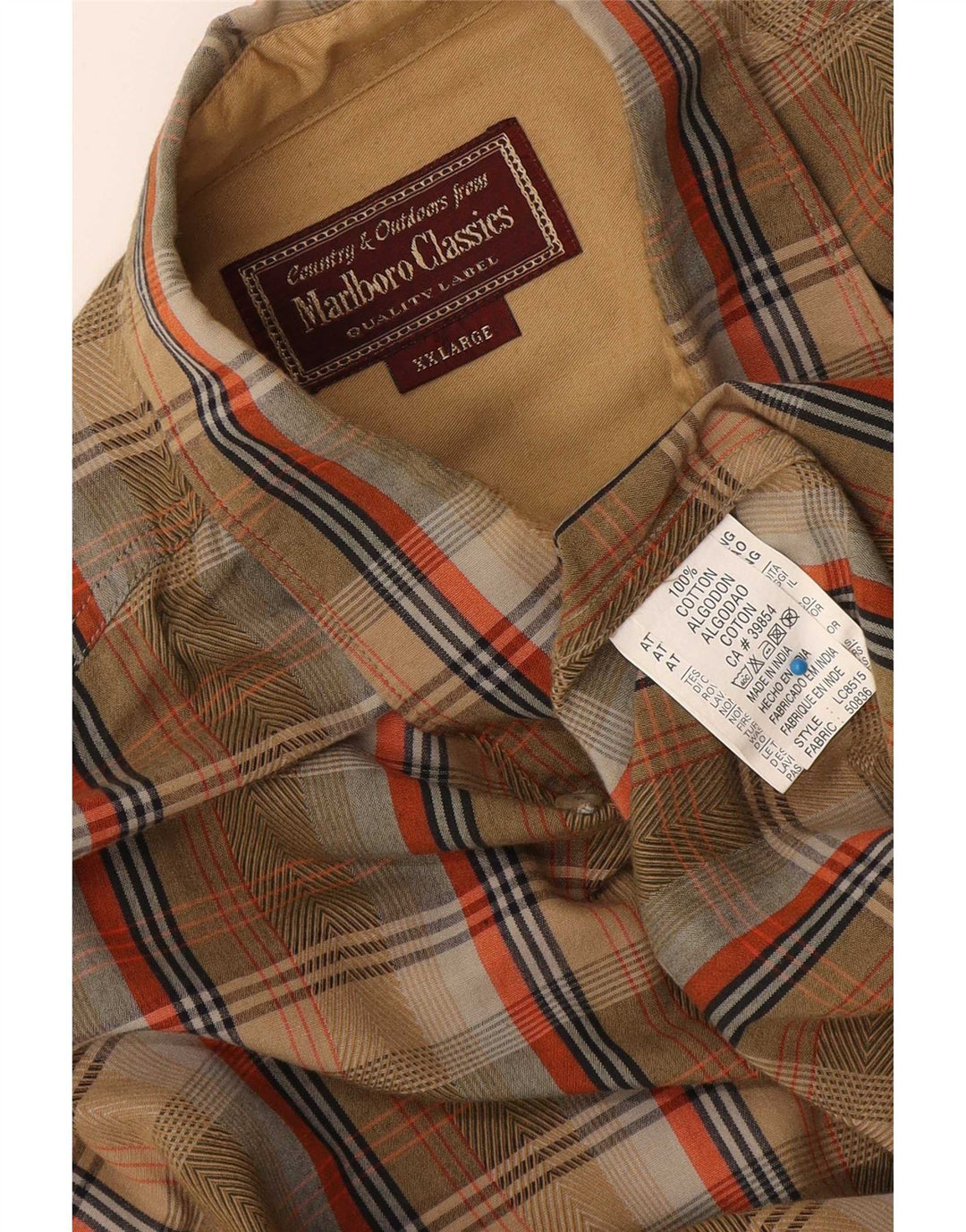 Marlboro Classics Flannelskjorte til mænd 2XL brun ternet bomuld